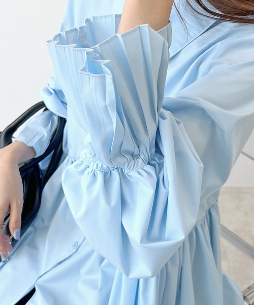 Futier land(フューティアランド)の「袖プリーツチュニックブラウス(シャツ/ブラウス・レディース・ホワイト/ブラック/ライトブルー・MEDIUM/LARGE)」の6枚目の写真