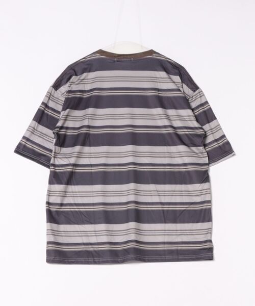 almo(アルモ)の「オーバーサイズボーダー半袖Tシャツ(NEZ)(Tシャツ/カットソー・レディース・グレー/カーキ・FREE)」の6枚目の写真