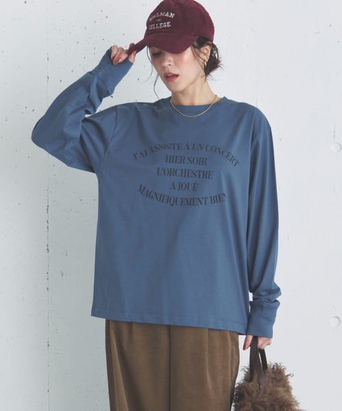 Doux archives（ドゥアルシーヴ）の「ラウンドロゴロンTee（Tシャツ/カットソー・レディース・アイボリー/オフホワイト/ブルー・FREE）」の3枚目の写真