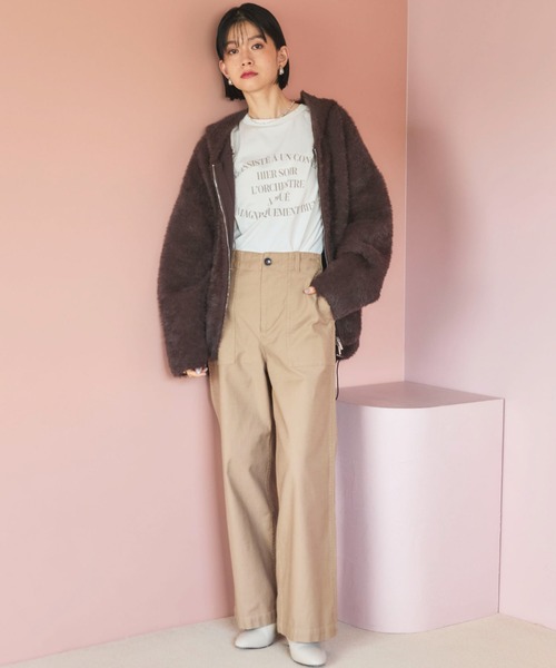 Doux archives（ドゥアルシーヴ）の「ラウンドロゴロンTee（Tシャツ/カットソー・レディース・アイボリー/オフホワイト/ブルー・FREE）」の4枚目の写真