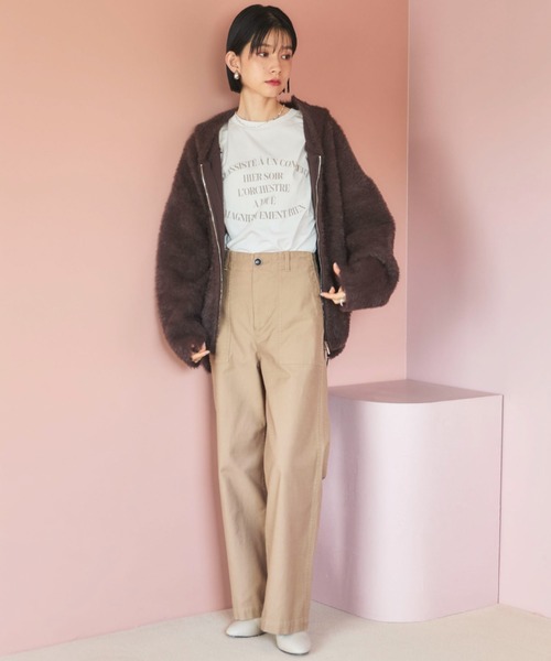 Doux archives（ドゥアルシーヴ）の「ラウンドロゴロンTee（Tシャツ/カットソー・レディース・アイボリー/オフホワイト/ブルー・FREE）」の5枚目の写真