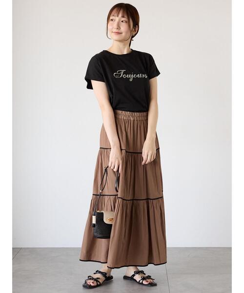 Te chichi TERRASSE（テチチテラス）の「【接触冷感】スパンコールロゴフレンチスリーブTシャツ（Tシャツ/カットソー・レディース・ネイビー/ブラック/オフホワイト・F）」の5枚目の写真