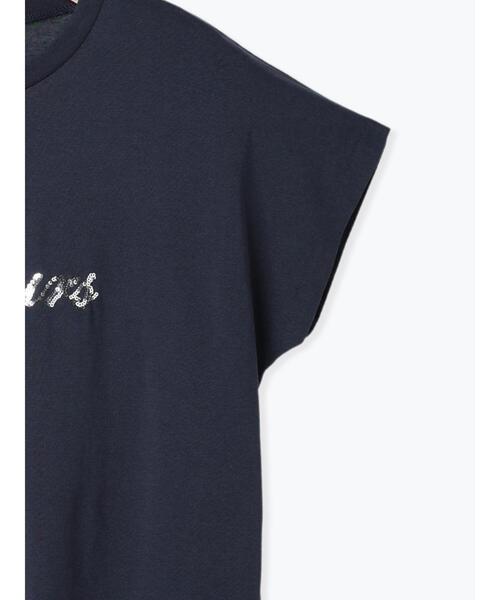 Te chichi TERRASSE（テチチテラス）の「【接触冷感】スパンコールロゴフレンチスリーブTシャツ（Tシャツ/カットソー・レディース・ネイビー/ブラック/オフホワイト・F）」の10枚目の写真