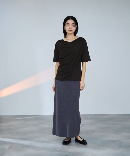 Mac-House(マックハウス)の「milli de l'air ドレープネックプルオーバー(Tシャツ/カットソー・レディース・ライトグレー/オフホワイト/ブラック・M)」の14枚目の写真