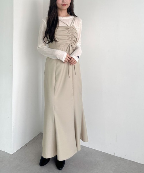 archives(アルシーヴ)の「アシメドロストキャミワンピース(ワンピース・レディース・グレー/ブラック/アイボリー・MEDIUM)」の2枚目の写真