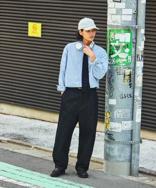 FREAK'S STORE（フリークスストア）の「FREAK’S STORE/フリークスストア ワイドテーパード デニム スラックスパンツ（デニムパンツ・メンズ・ライトグレー/ネイビー/ブラック/ブルー・SMALL/LARGE/MEDIUM）」の10枚目の写真