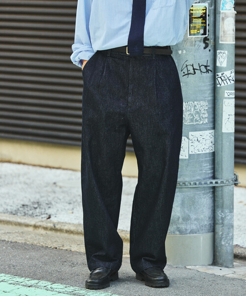 FREAK'S STORE（フリークスストア）の「FREAK’S STORE/フリークスストア ワイドテーパード デニム スラックスパンツ（デニムパンツ・メンズ・ライトグレー/ネイビー/ブラック/ブルー・SMALL/LARGE/MEDIUM）」の12枚目の写真