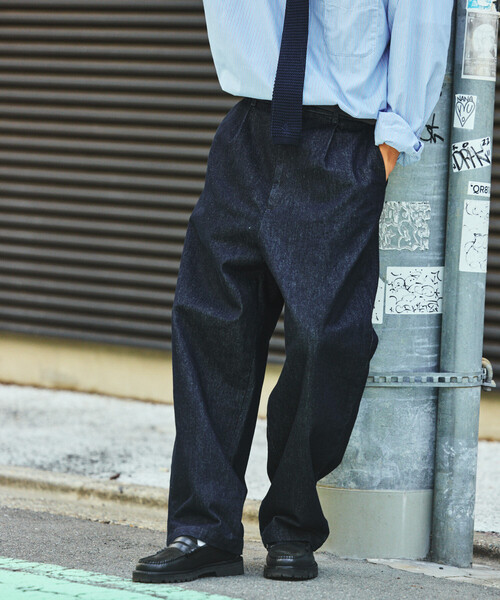 FREAK'S STORE（フリークスストア）の「FREAK’S STORE/フリークスストア ワイドテーパード デニム スラックスパンツ（デニムパンツ・メンズ・ライトグレー/ネイビー/ブラック/ブルー・SMALL/LARGE/MEDIUM）」の14枚目の写真