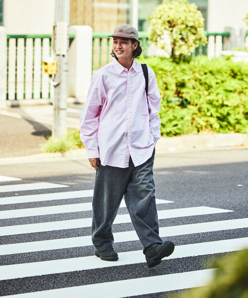 FREAK'S STORE（フリークスストア）の「FREAK’S STORE/フリークスストア ワイドテーパード デニム スラックスパンツ（デニムパンツ・メンズ・ライトグレー/ネイビー/ブラック/ブルー・SMALL/LARGE/MEDIUM）」の21枚目の写真