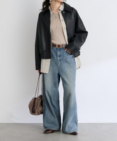 RIVE DROITE リヴドロワ ボア切替ブルゾン キルト 白×カーキ RIVE