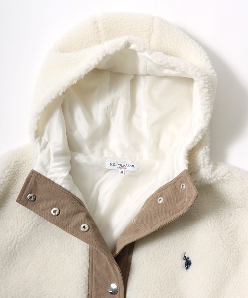 U.S. POLO ASSN.(ユーエスポロアッスン)の「「大人気アウター再入荷」別注 もこもこ冬映えアウター U.S.POLO ASSN. ボアフードブルゾン/ジャケット/無地 ドット柄(ブルゾン・レディース・アイボリー/ブラック/ベージュ/グレー系その他・M/L)」の16枚目の写真