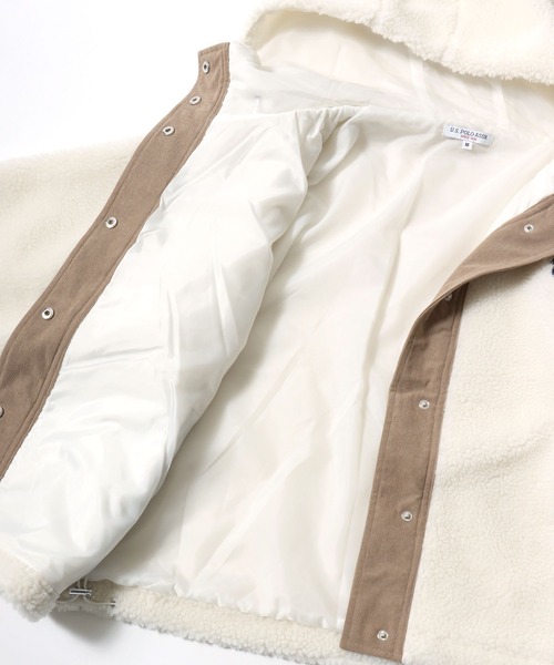 U.S. POLO ASSN.(ユーエスポロアッスン)の「「大人気アウター再入荷」別注 もこもこ冬映えアウター U.S.POLO ASSN. ボアフードブルゾン/ジャケット/無地 ドット柄(ブルゾン・レディース・アイボリー/ブラック/ベージュ/グレー系その他・M/L)」の7枚目の写真