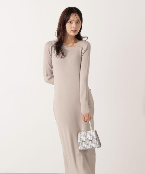 PROPORTION BODY DRESSING（プロポーションボディドレッシング）の「デコルテアシメリブニットワンピース / 1215240015（ワンピース・レディース・ダークグレー/グレー・P/S/MEDIUM）」の8枚目の写真