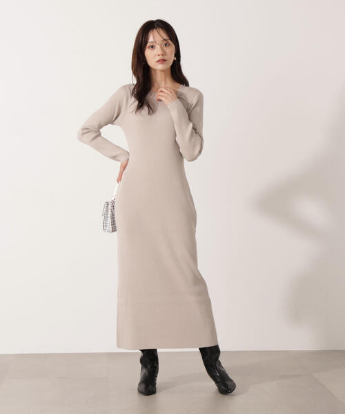PROPORTION BODY DRESSING（プロポーションボディドレッシング）の「デコルテアシメリブニットワンピース / 1215240015（ワンピース・レディース・ダークグレー/グレー・P/S/MEDIUM）」の9枚目の写真