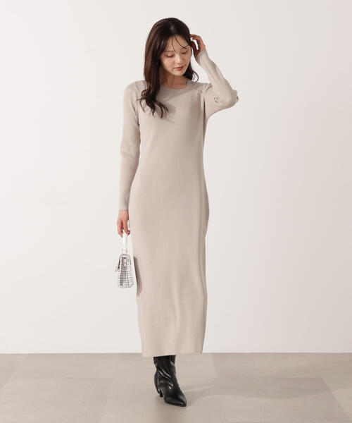 PROPORTION BODY DRESSING（プロポーションボディドレッシング）の「デコルテアシメリブニットワンピース / 1215240015（ワンピース・レディース・ダークグレー/グレー・P/S/MEDIUM）」の10枚目の写真