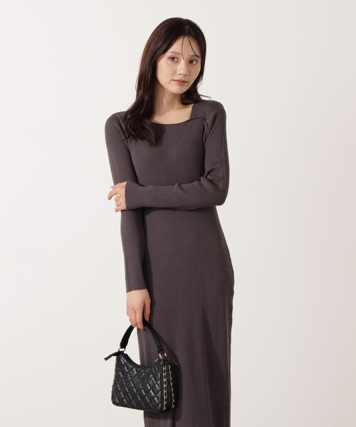 PROPORTION BODY DRESSING（プロポーションボディドレッシング）の「デコルテアシメリブニットワンピース / 1215240015（ワンピース・レディース・ダークグレー/グレー・P/S/MEDIUM）」の14枚目の写真