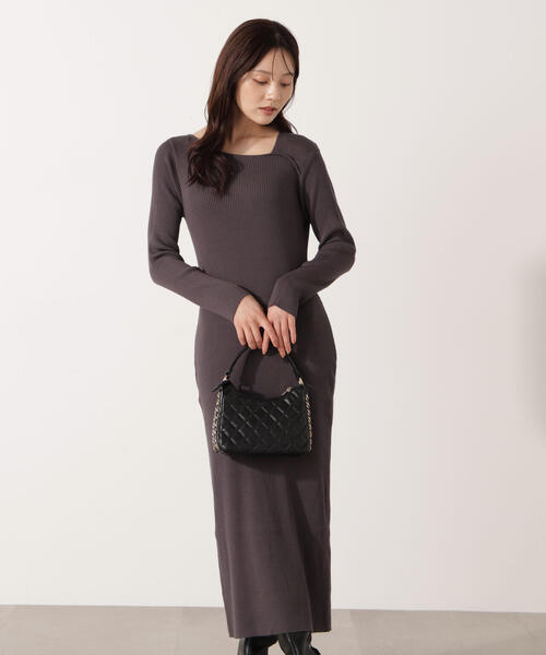 PROPORTION BODY DRESSING（プロポーションボディドレッシング）の「デコルテアシメリブニットワンピース / 1215240015（ワンピース・レディース・ダークグレー/グレー・P/S/MEDIUM）」の17枚目の写真