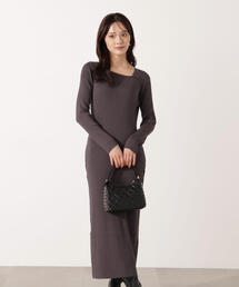 PROPORTION BODY DRESSING | デコルテアシメリブニットワンピース / 1215240015(ワンピース)