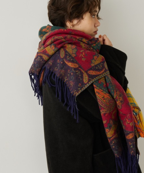 CHANEL ペイズリー柄オリーブグリーンストール CHANEL ペイズリー柄オリーブグリーンストール CHANEL