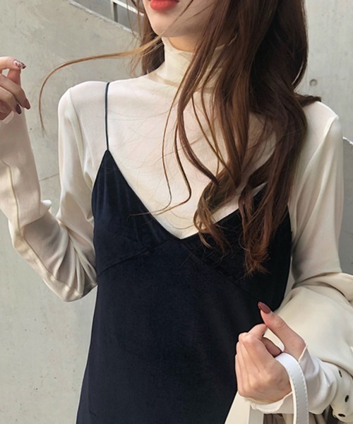 ONEP STAR(ワンピスター)の「タートルネックメローシアートップス(Tシャツ/カットソー・レディース・ダークブラウン/ホワイト/ベージュ/ブラック・FREE)」の7枚目の写真