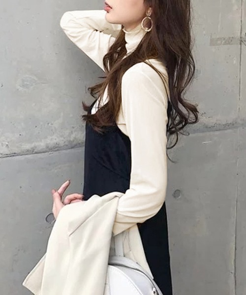 ONEP STAR(ワンピスター)の「タートルネックメローシアートップス(Tシャツ/カットソー・レディース・ダークブラウン/ホワイト/ベージュ/ブラック・FREE)」の9枚目の写真