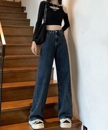 ハイウエストワイドストレートデニム