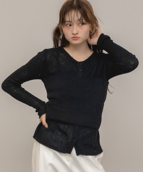 新品未使用　レイヤードニットトップス　PNK rienda | レイヤードニットトップス (ニット ) |SHEL'TTER WEBSTORE