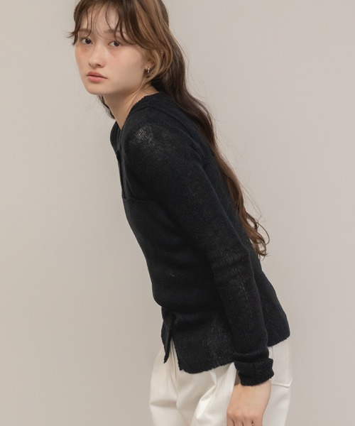 HEILIS(ヘイリス)の「ビスチェ付きレイヤードニットトップス / コンパクト クルーネック 長袖 無地 ガーリー ノームコア カジュアル シンプル 韓国 ブラック ブラウン オフィスカジュアル 秋服 冬服 ニット 赤カーディガン(ニット/セーター・レディース・ブラック/ブラウン・FREE)」の13枚目の写真