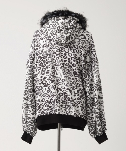 REFLEM/レフレム』ファー付き総柄ZIPパーカー/ジップアップパーカー