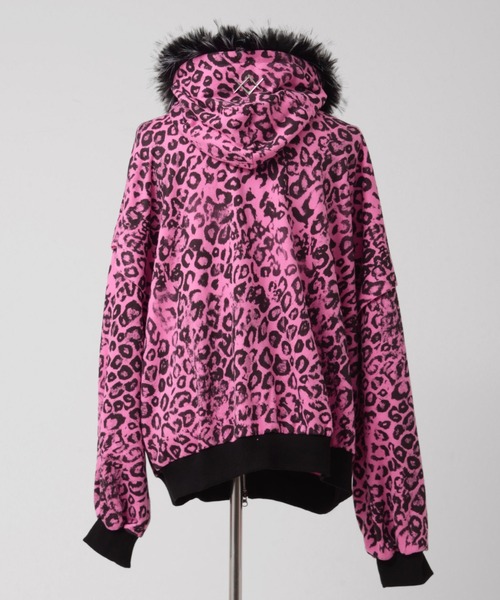 REFLEM/レフレム』ファー付き総柄ZIPパーカー/ジップアップパーカー