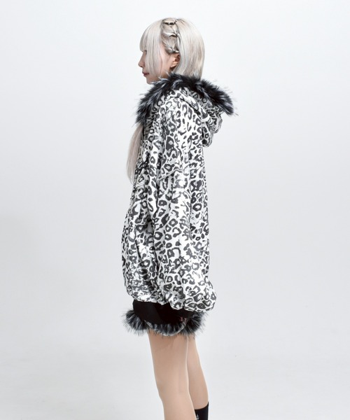 REFLEM/レフレム』ファー付き総柄ZIPパーカー/ジップアップパーカー