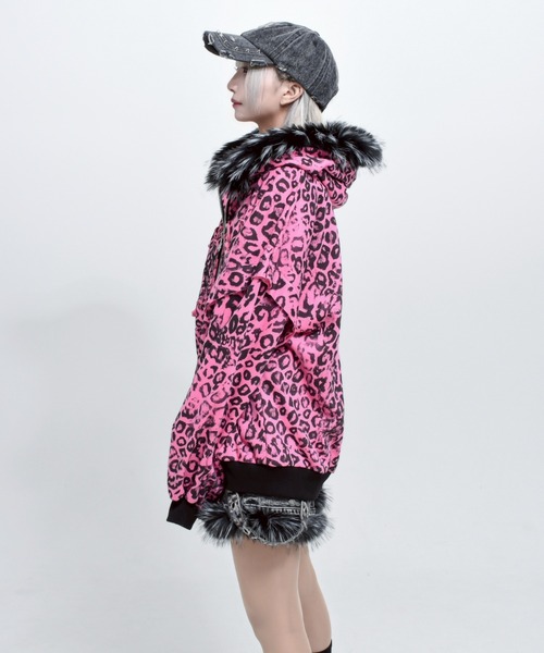 『REFLEM/レフレム』ファー付き総柄ZIPパーカー/ジップアップパーカー REFLEM/レフレム』ファー付き総柄ZIPパーカー/ジップアップパーカー