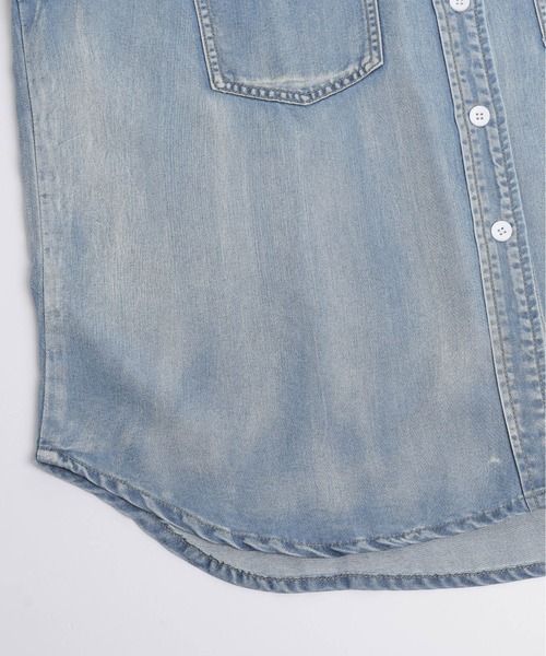 AMELY（エミリー）の「ラウンドヘムデニムシャツ（シャツ/ブラウス・レディース・ブラック/ライトブルー/ブルー・フリー）」の10枚目の写真