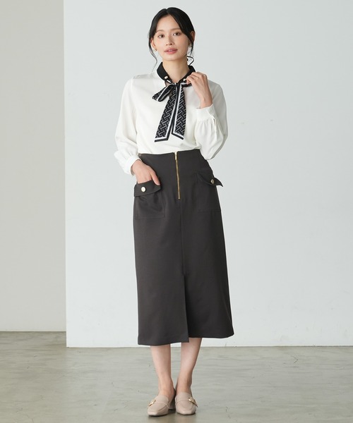 TRUDEA（トルディア）の「スカーフボウタイとろみブラウス（シャツ/ブラウス・レディース・ブラック/ホワイト/ブラウン・MEDIUM）」の7枚目の写真