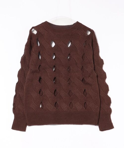 STYLEBLOCK（スタイルブロック）の「メッシュニットプルオーバー（ニット/セーター・レディース・ライトベージュ/チャコールグレー/ブラウン/ブラック・M）」の3枚目の写真