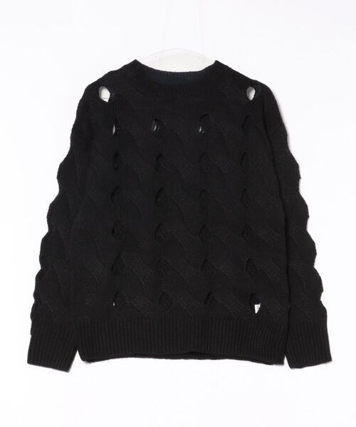 STYLEBLOCK（スタイルブロック）の「メッシュニットプルオーバー（ニット/セーター・レディース・ライトベージュ/チャコールグレー/ブラウン/ブラック・M）」の2枚目の写真
