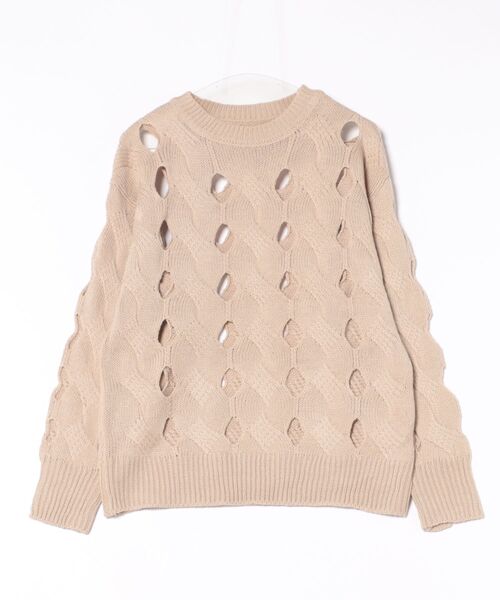 STYLEBLOCK（スタイルブロック）の「メッシュニットプルオーバー（ニット/セーター・レディース・ライトベージュ/チャコールグレー/ブラウン/ブラック・M）」の6枚目の写真