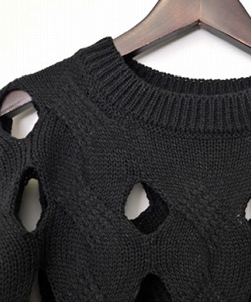 STYLEBLOCK（スタイルブロック）の「メッシュニットプルオーバー（ニット/セーター・レディース・ライトベージュ/チャコールグレー/ブラウン/ブラック・M）」の8枚目の写真