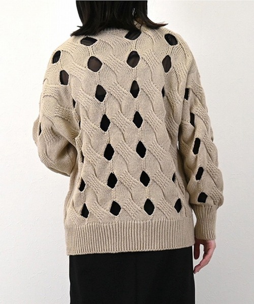 STYLEBLOCK（スタイルブロック）の「メッシュニットプルオーバー（ニット/セーター・レディース・ライトベージュ/チャコールグレー/ブラウン/ブラック・M）」の9枚目の写真