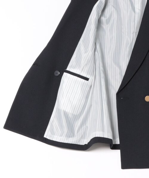 m.f.editorial（エムエフエディトリアル）の「【ストレッチ ウォッシャブル】m.f.エディトリアル レディース シャーク リラクシング ダブルジャケット 紺(セットアップ可能)（スーツジャケット・レディース・ネイビー・X-LARGE/LARGE/MEDIUM/S）」の3枚目の写真