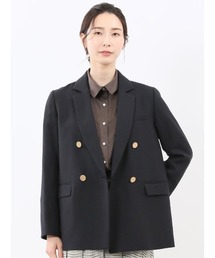 m.f.editorial（エムエフエディトリアル）の「【ストレッチ ウォッシャブル】m.f.エディトリアル レディース シャーク リラクシング ダブルジャケット 紺(セットアップ可能)（テーラードジャケット）」