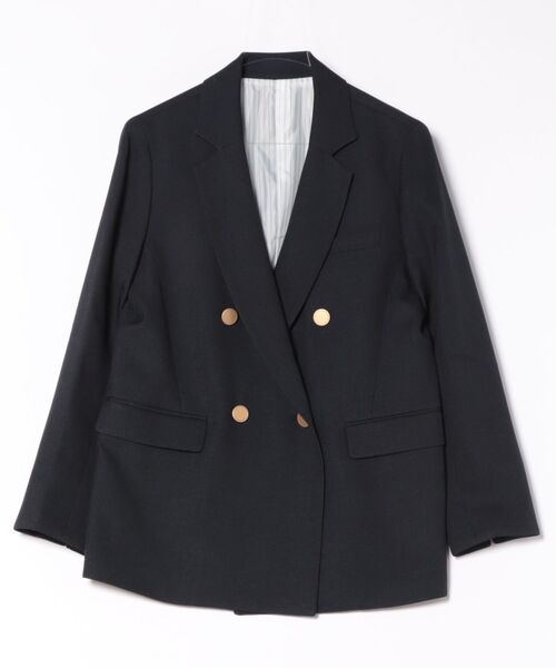 m.f.editorial（エムエフエディトリアル）の「【ストレッチ ウォッシャブル】m.f.エディトリアル レディース シャーク リラクシング ダブルジャケット 紺(セットアップ可能)（スーツジャケット・レディース・ネイビー・X-LARGE/LARGE/MEDIUM/S）」の11枚目の写真