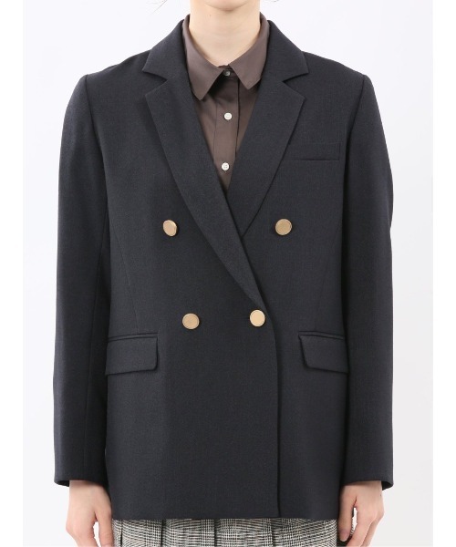 m.f.editorial（エムエフエディトリアル）の「【ストレッチ ウォッシャブル】m.f.エディトリアル レディース シャーク リラクシング ダブルジャケット 紺(セットアップ可能)（スーツジャケット・レディース・ネイビー・X-LARGE/LARGE/MEDIUM/S）」の7枚目の写真