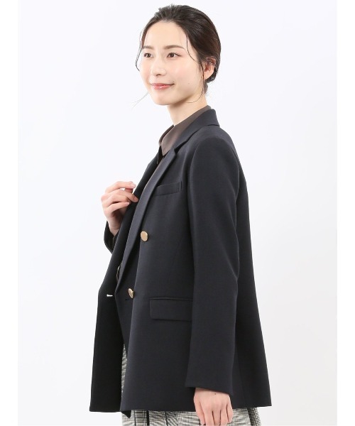 m.f.editorial（エムエフエディトリアル）の「【ストレッチ ウォッシャブル】m.f.エディトリアル レディース シャーク リラクシング ダブルジャケット 紺(セットアップ可能)（スーツジャケット・レディース・ネイビー・X-LARGE/LARGE/MEDIUM/S）」の9枚目の写真