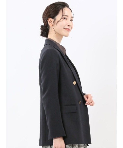 m.f.editorial（エムエフエディトリアル）の「【ストレッチ ウォッシャブル】m.f.エディトリアル レディース シャーク リラクシング ダブルジャケット 紺(セットアップ可能)（スーツジャケット・レディース・ネイビー・X-LARGE/LARGE/MEDIUM/S）」の6枚目の写真