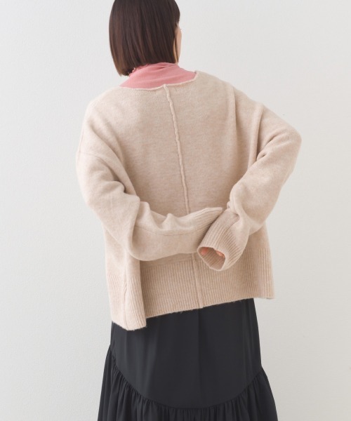 OMNES（オムネス）の「メランジVネックオーバーシルエットニットプルオーバー（ニット/セーター・レディース・ベージュ/ブラウン/ライトグレー/グレー・FREE）」の22枚目の写真