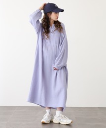 ダブルガーゼピンタック袖ボリュームワンピース