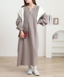 OMNES（オムネス）の「ダブルガーゼピンタック袖ボリュームワンピース（ワンピース）」