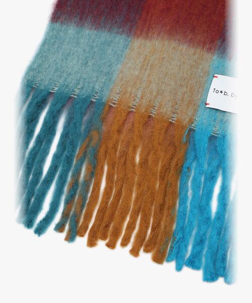 To b. by agnes b.（トゥービーバイアニエスベー）の「ブロックチェック マフラー（マフラー・レディース・ブルー・FREE）」の4枚目の写真