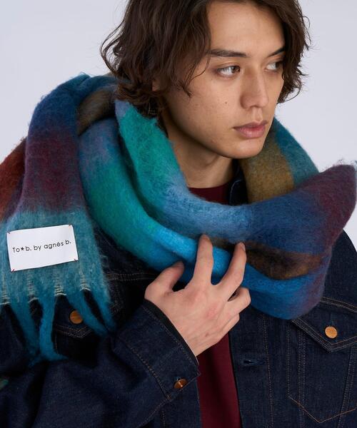 To b. by agnes b.（トゥービーバイアニエスベー）の「ブロックチェック マフラー（マフラー・レディース・ブルー・FREE）」の10枚目の写真